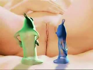 BRAVOTUBE @ Cutie Gets Fucked By Funny Animated Condoms And A